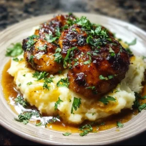 Chipotle Honey Chicken Thighs served with Smoked Gouda Mashed Potatoes