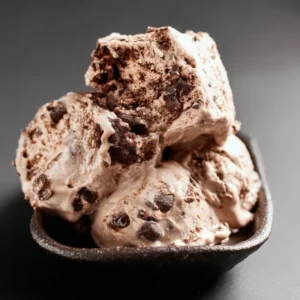 Delicious chocolate brownie chunk ice cream with rich chocolate chunks.