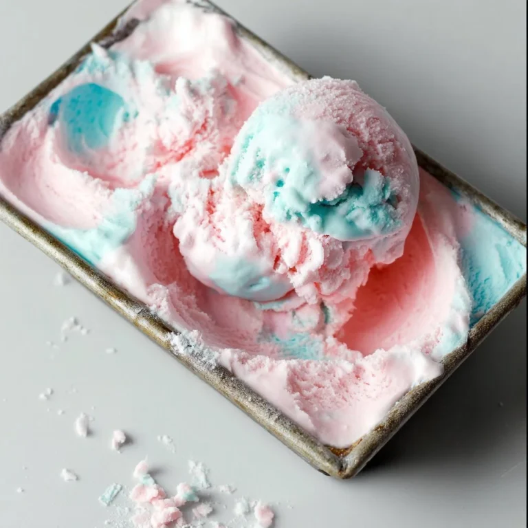 Delicious cotton candy ice cream served in a colorful bowl