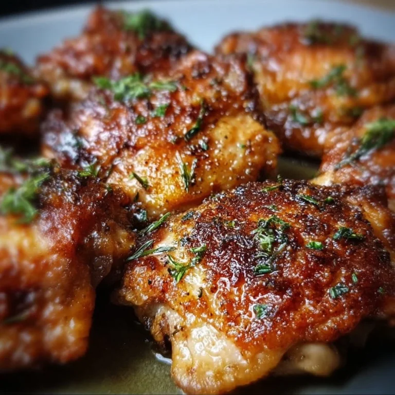 Crispy baked bone-in chicken thighs ready to serve