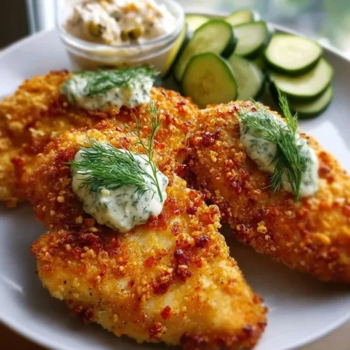 Crispy Dill Pickle Parmesan Chicken Crispy Dill Pickle Parmesan Chicken with herbs and spices