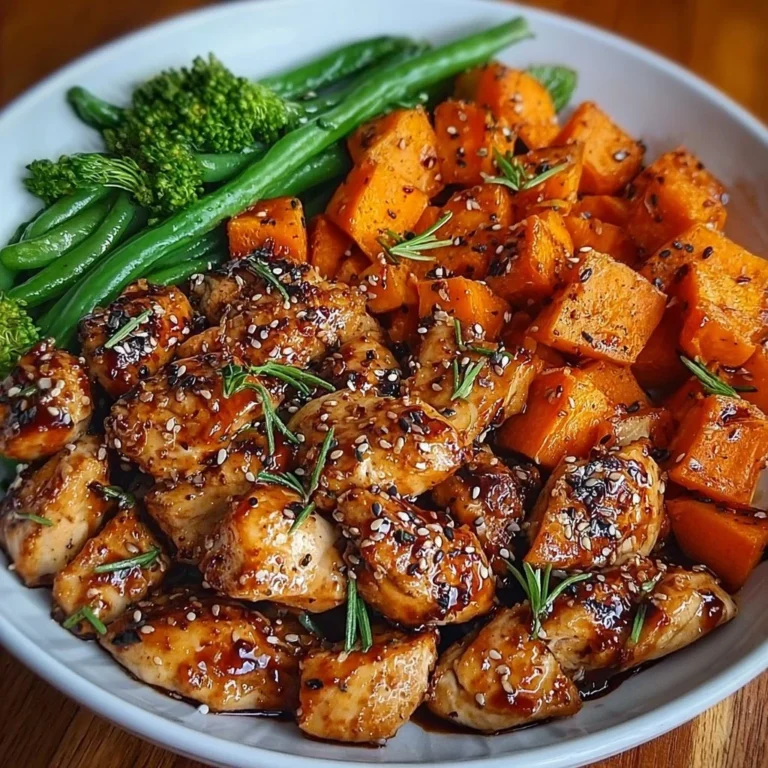 Delicious honey garlic chicken served with sweet potatoes on a plate.