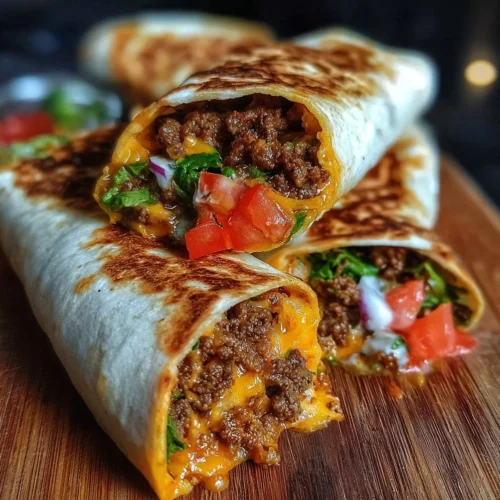Delicious Doritos beef nacho wraps with melted cheese and toppings