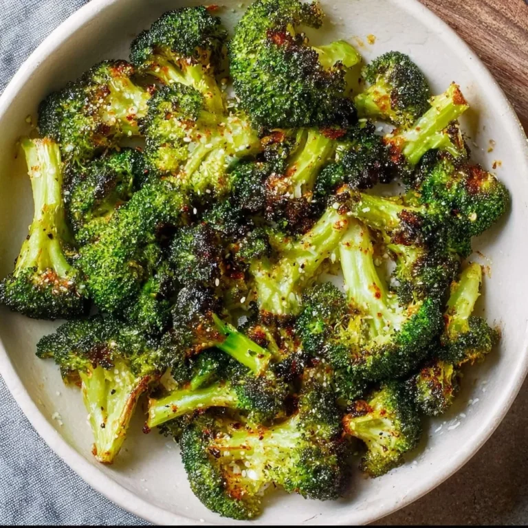 Deliciously roasted broccoli served on a plate, garnished for flavor.