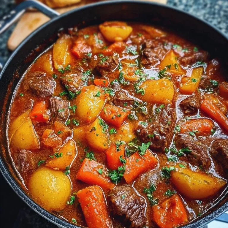 A bowl of hearty homemade beef stew with vegetables