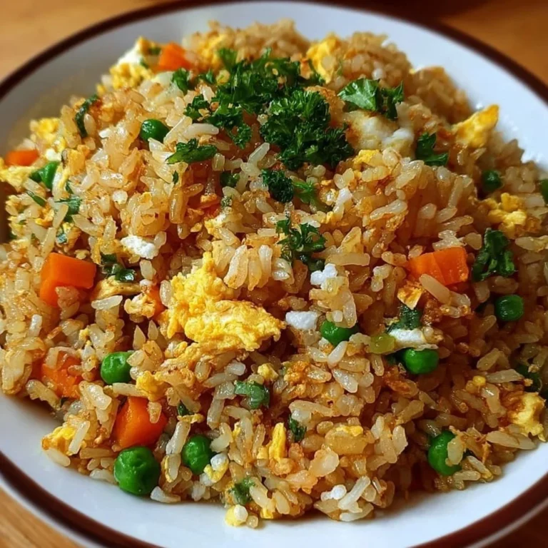 Bowl of homemade Egg Fried Rice garnished with green onions