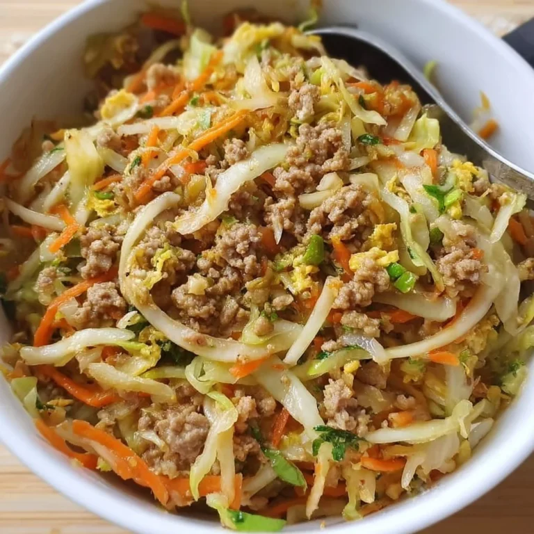 A delicious serving of egg roll in a bowl with fresh vegetables and savory flavors.