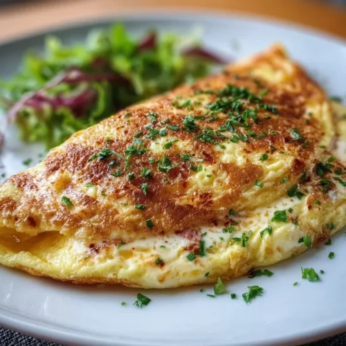 Delicious fluffy egg white omelette with fresh vegetables.