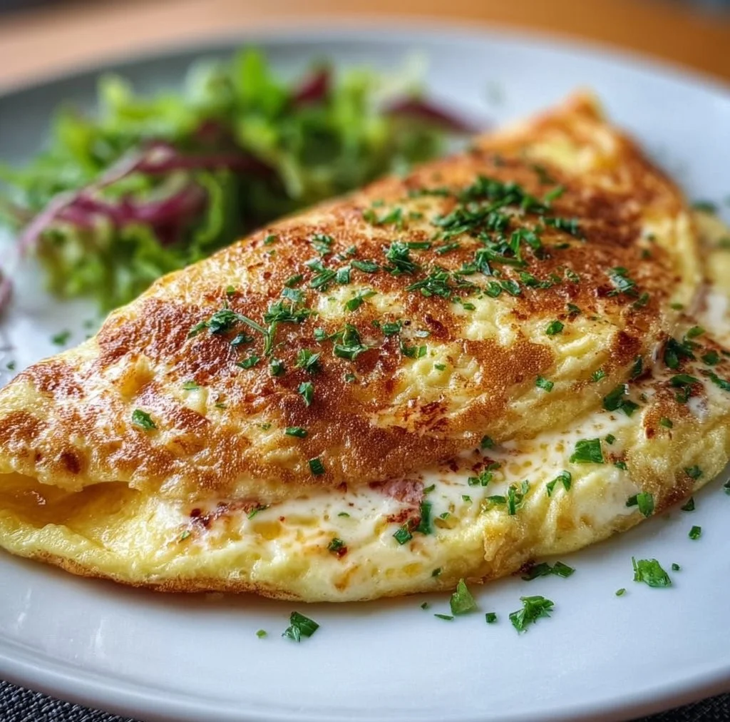 Delicious fluffy egg white omelette with fresh vegetables.