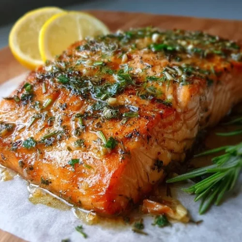 Foolproof Baked Salmon Fillet in 30 Minutes Foolproof baked salmon fillet garnished and ready to serve.