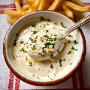 Creamy homemade Garlic Aioli in a small bowl with fresh garlic cloves.