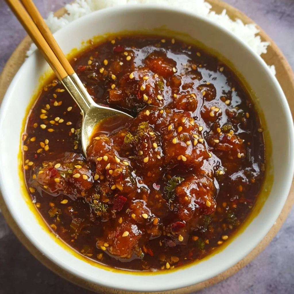 Delicious bowl of General Tso Sauce with vibrant ingredients