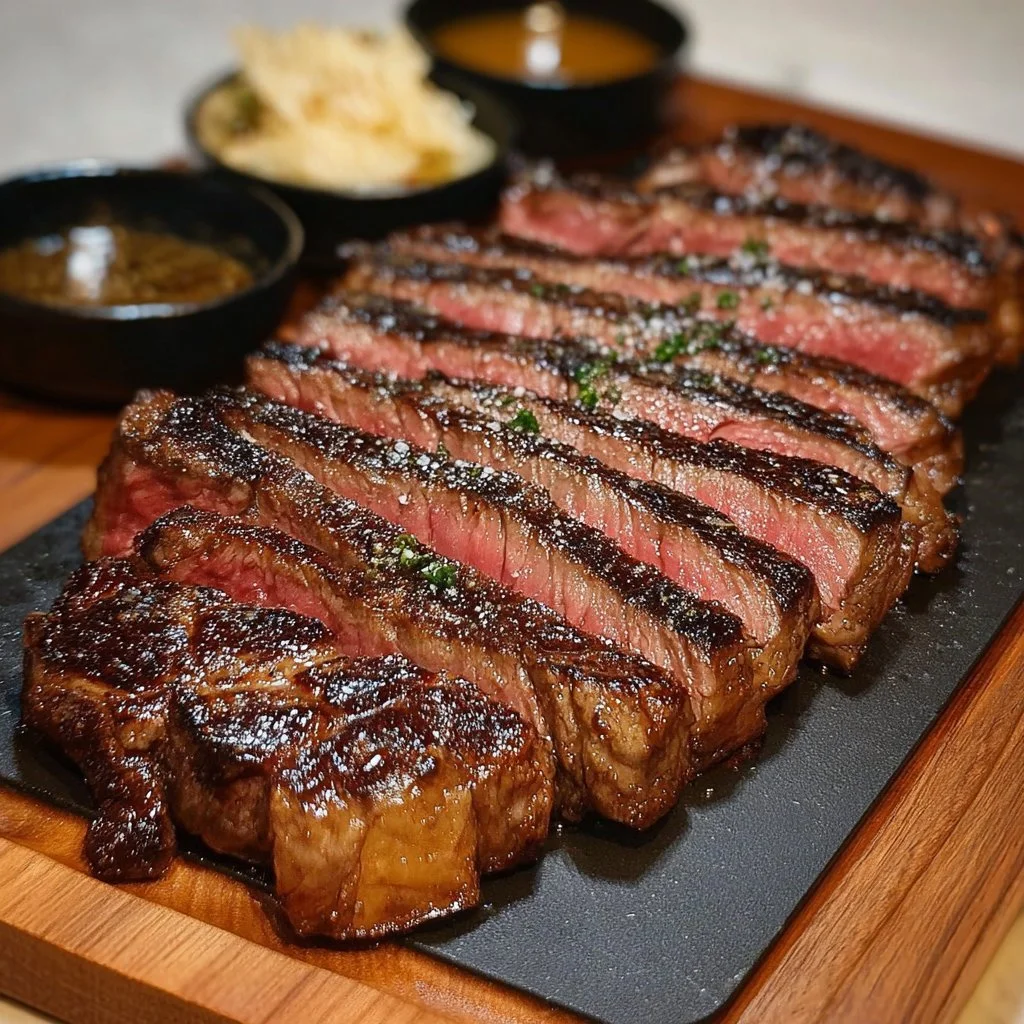 Juicy grilled Wagyu steak with perfect grill marks on a plate