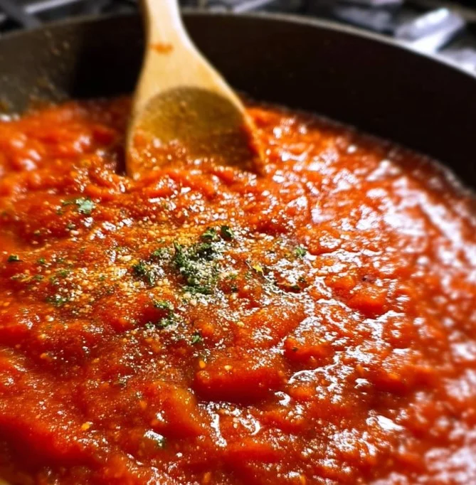 Homemade Italian spaghetti sauce made from fresh ingredients