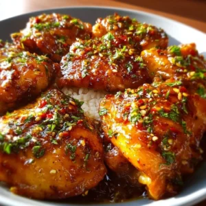 Delicious Honey Garlic Chicken Thighs served with fresh vegetables