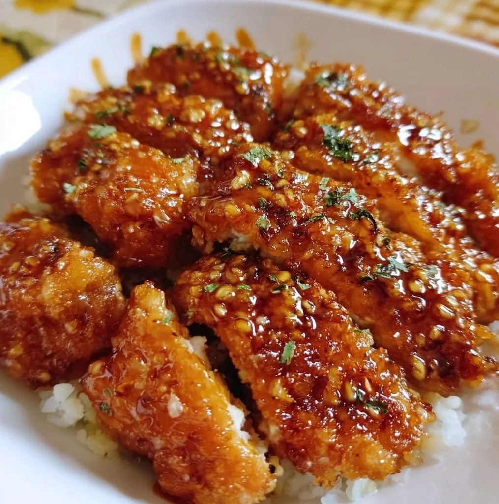 Honey Garlic Crispy Chicken with a golden, crunchy coating and savory glaze.