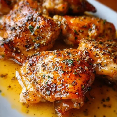 Honey Garlic Lemon Pepper Chicken Thighs Recipe Honey garlic lemon pepper chicken thighs plated and garnished with herbs