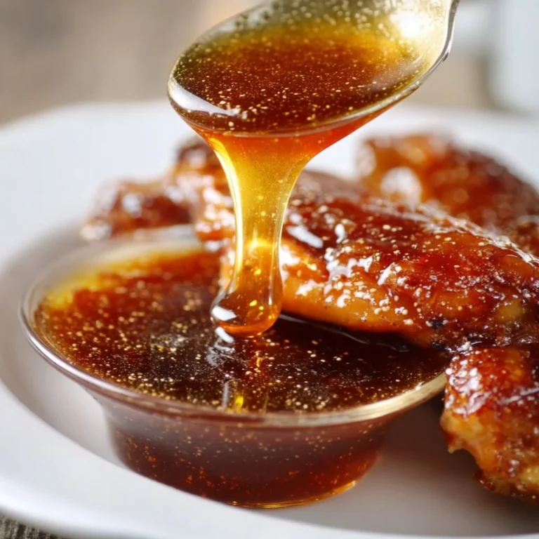 Honey garlic sauce drizzled over flavorful chicken wings on a serving platter.