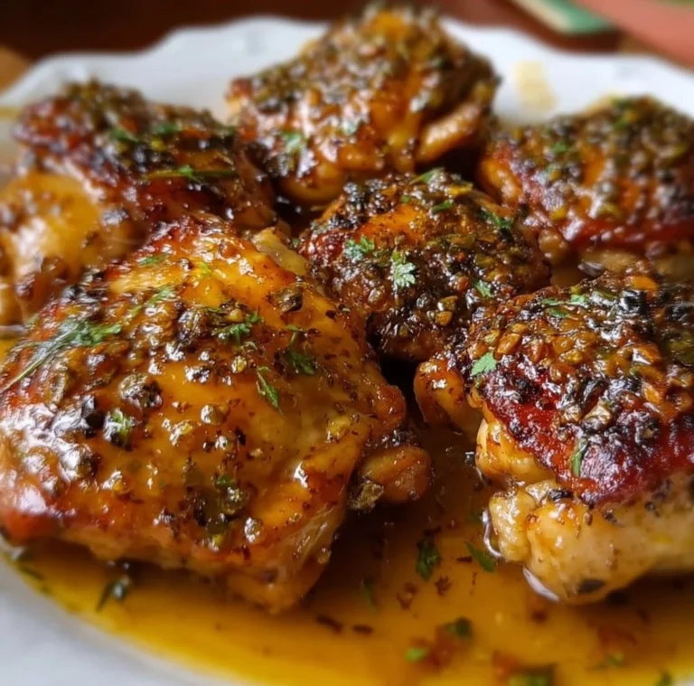 Honey Lemon Pepper Chicken Thighs cooked with zesty glaze