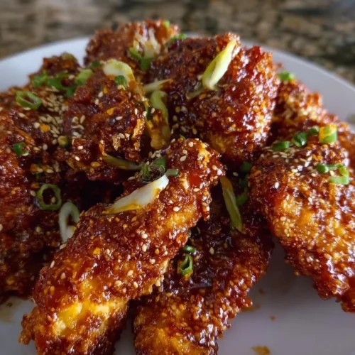 Crispy Korean Fried Chicken made in an air fryer, served with dipping sauce