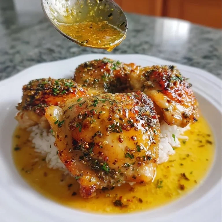 Juicy lemon pepper chicken thighs garnished with lemon slices and herbs