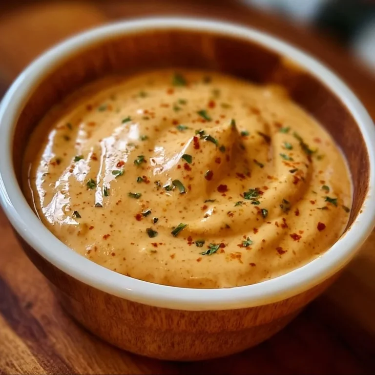 Homemade Louisiana Remoulade Sauce in a serving bowl with herbs and spices