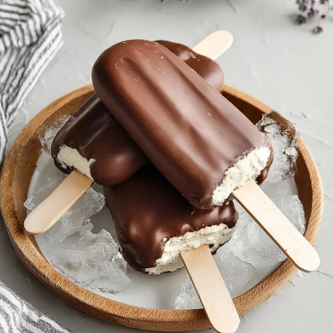 Milk chocolate-dipped vanilla ice cream bars for a delicious dessert