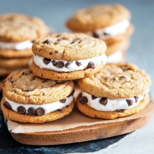 Old-fashioned chocolate chip cookie sandwiches with creamy filling