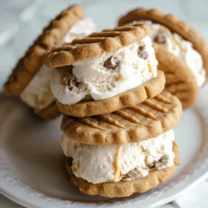 Peanut Butter Party Cookie Ice Cream Sandwiches ready to enjoy
