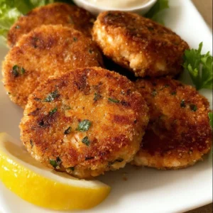 Salmon Croquettes Crispy salmon croquettes served with dipping sauce