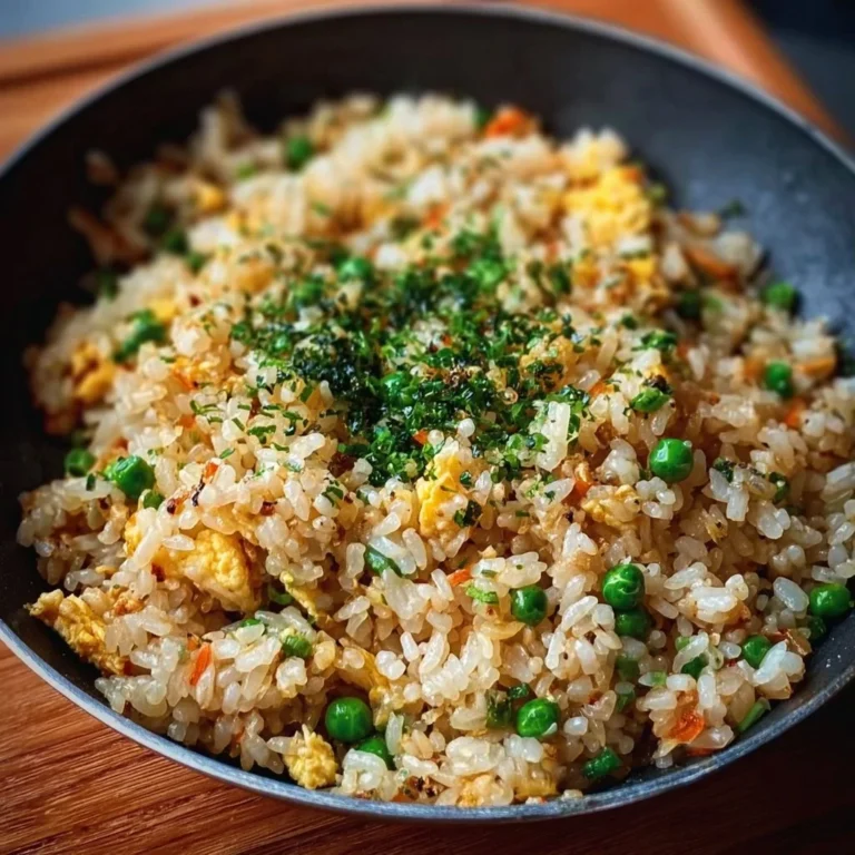 Delicious bowl of Japanese garlic fried rice ready for a cozy night in