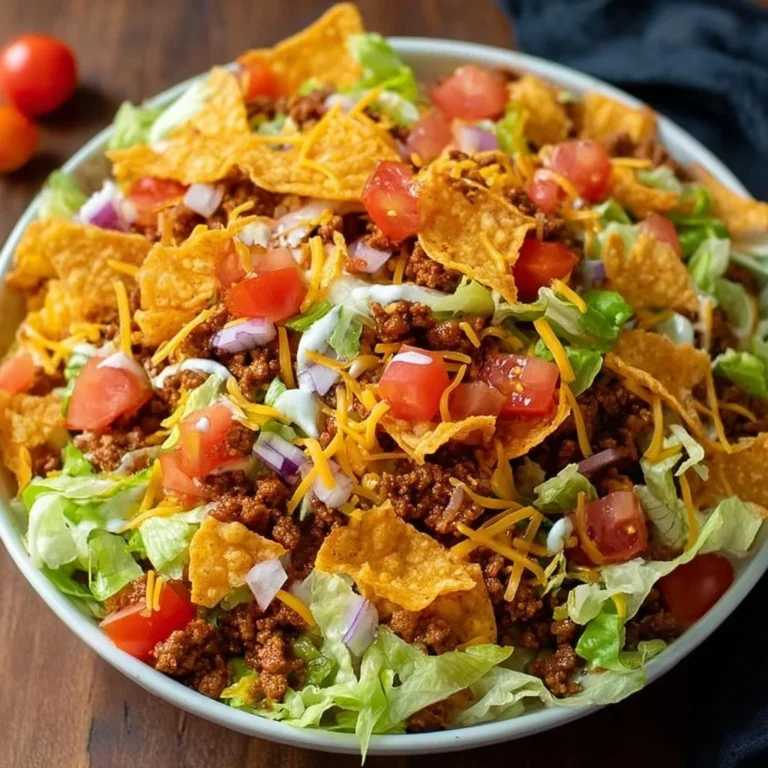 Simple Doritos Taco Salad with crunchy chips and fresh ingredients