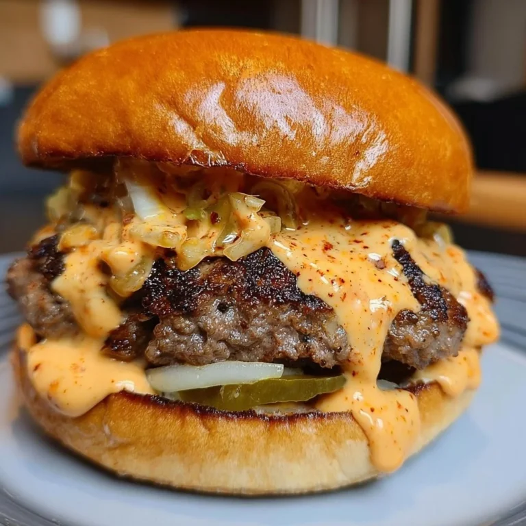 Delicious homemade smash burger sauce on a burger