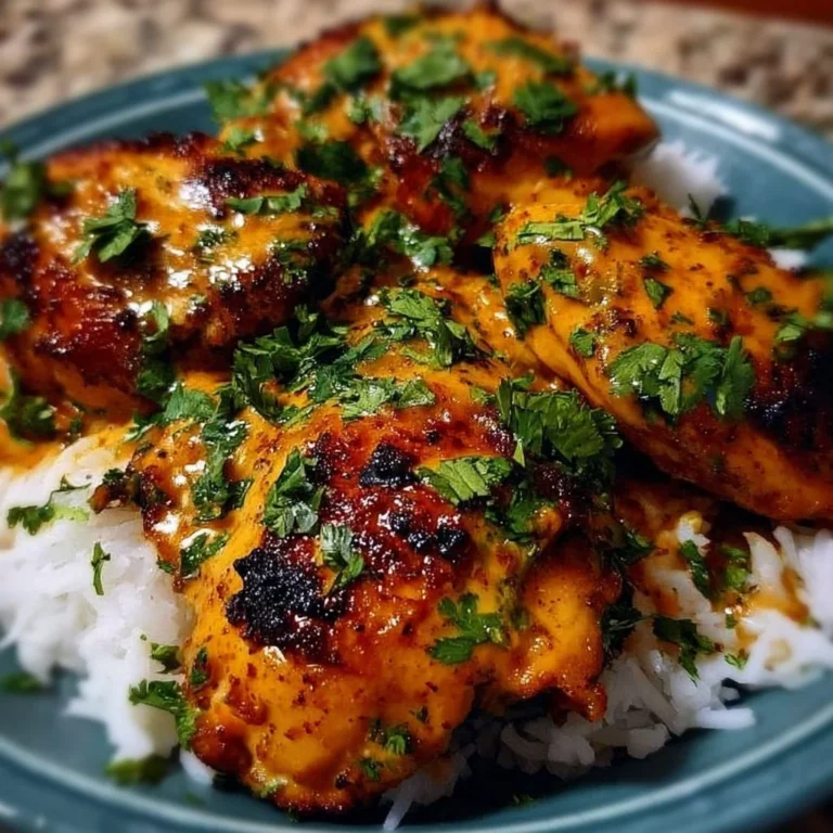 Spicy Brazilian Coconut Chicken garnished with herbs and served on a plate