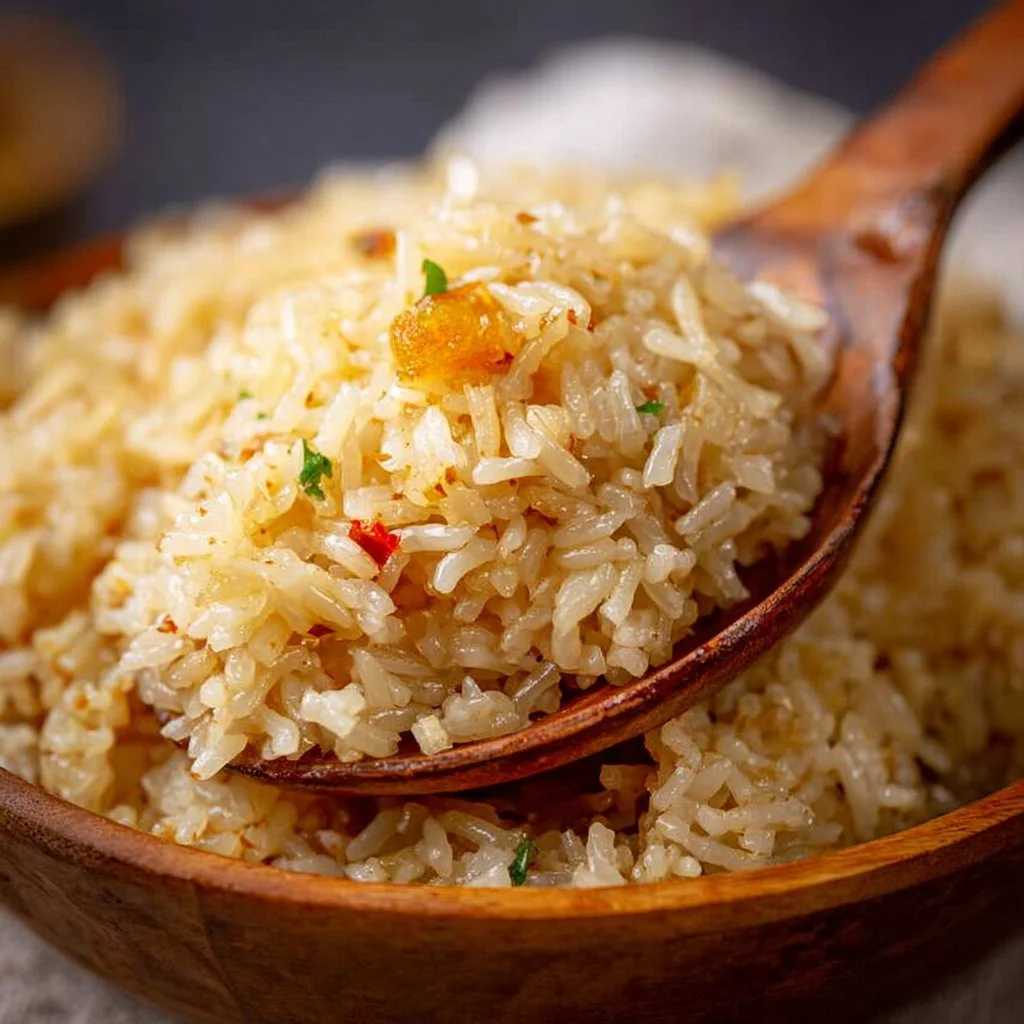 Delicious stick of butter rice in a bowl, perfect for a quick meal.