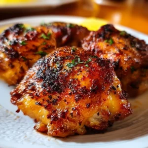 Tasty Air Fryer Chicken Thighs Delicious air fryer chicken thighs served with herbs and spices