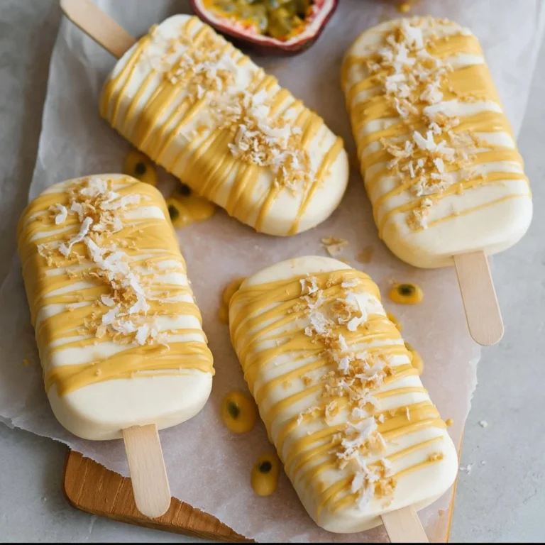 Toasted coconut ice cream pops with passionfruit magic shell