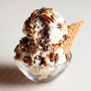 Delicious Turtle Ice Cream with chocolate, caramel, and pecans