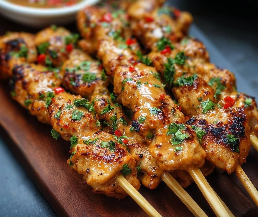 Delicious Bang Bang Chicken Skewers ready to serve
