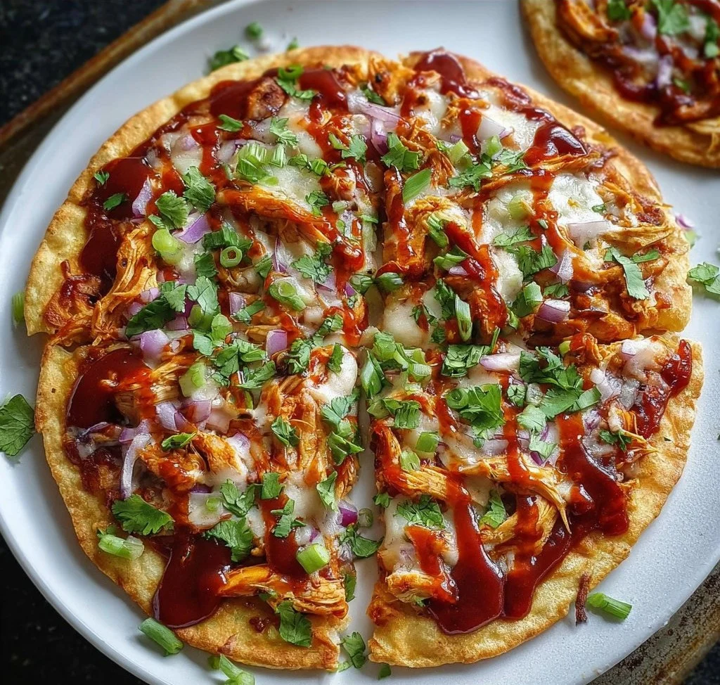 BBQ Chicken Tortilla Pizzas