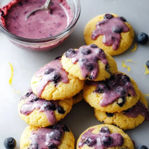 Blueberry Cornmeal Cookies drizzled with Lemon Blueberry Glaze
