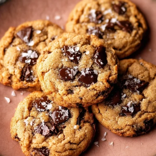 Freshly baked brown butter chocolate chip cookies on a cooling rack.