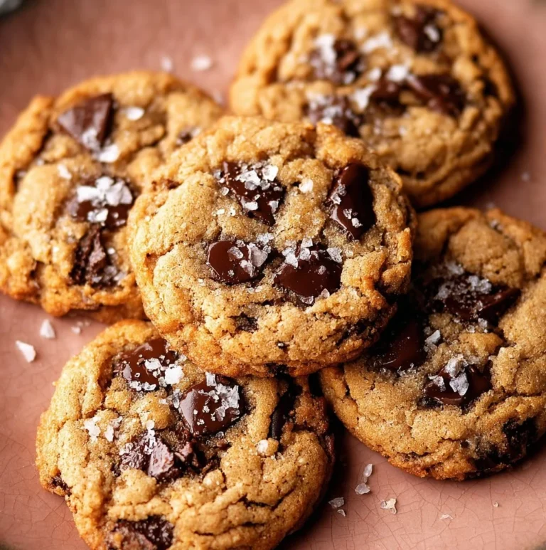 Freshly baked brown butter chocolate chip cookies on a cooling rack.