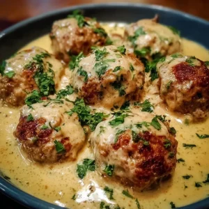 Delicious carnivore creamy meatballs in a rich, savory sauce