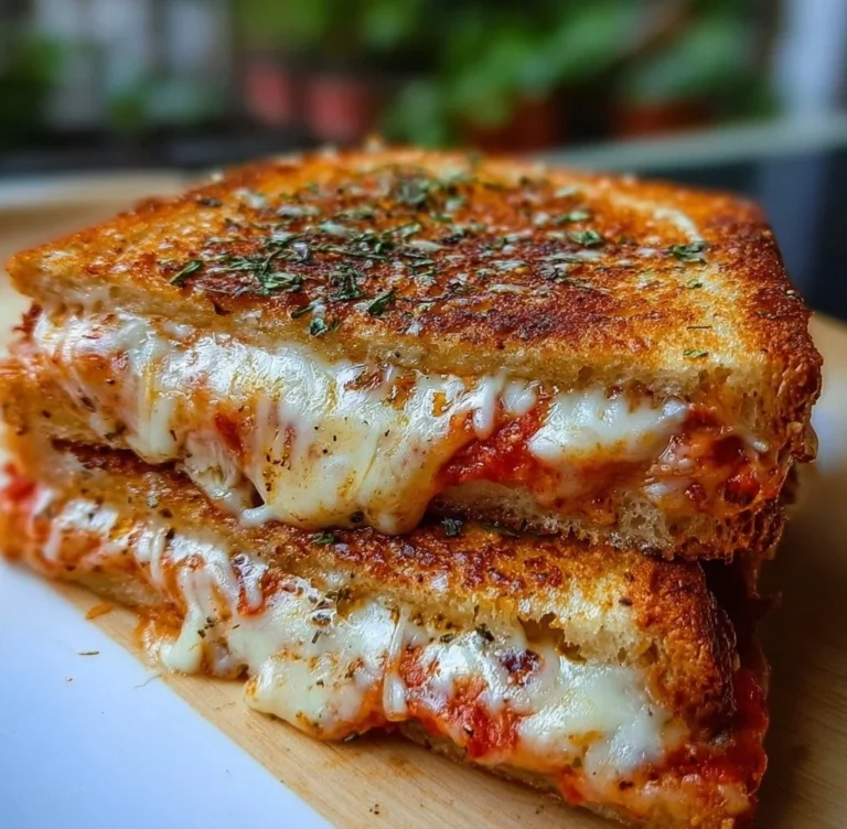 Delicious cheesy pizza sandwich with melted cheese and toppings