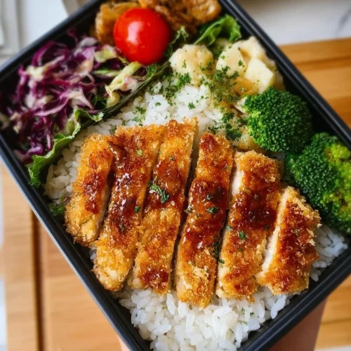 Chicken Katsu Bento Box with crispy chicken and vibrant vegetables