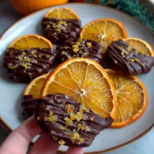 Delicious chocolate-dipped candied oranges ready to enjoy.