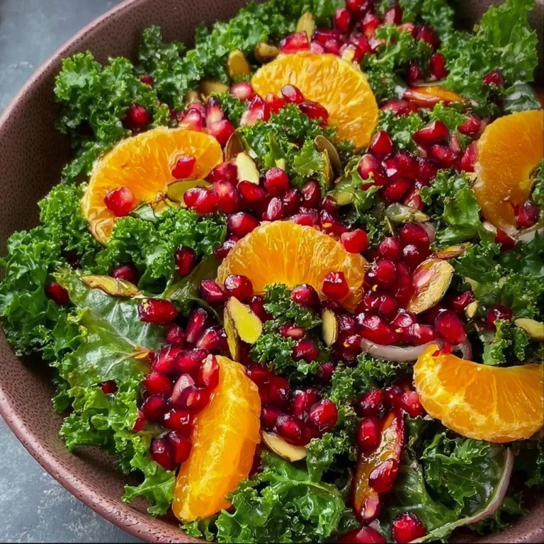 Citrus Pomegranate Kale Salad with vibrant ingredients on a plate