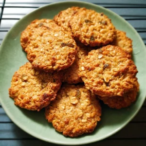 Coconut Apricot Oat Cookies Delicious Coconut Apricot Oat Cookies on a plate, showcasing their golden brown texture.
