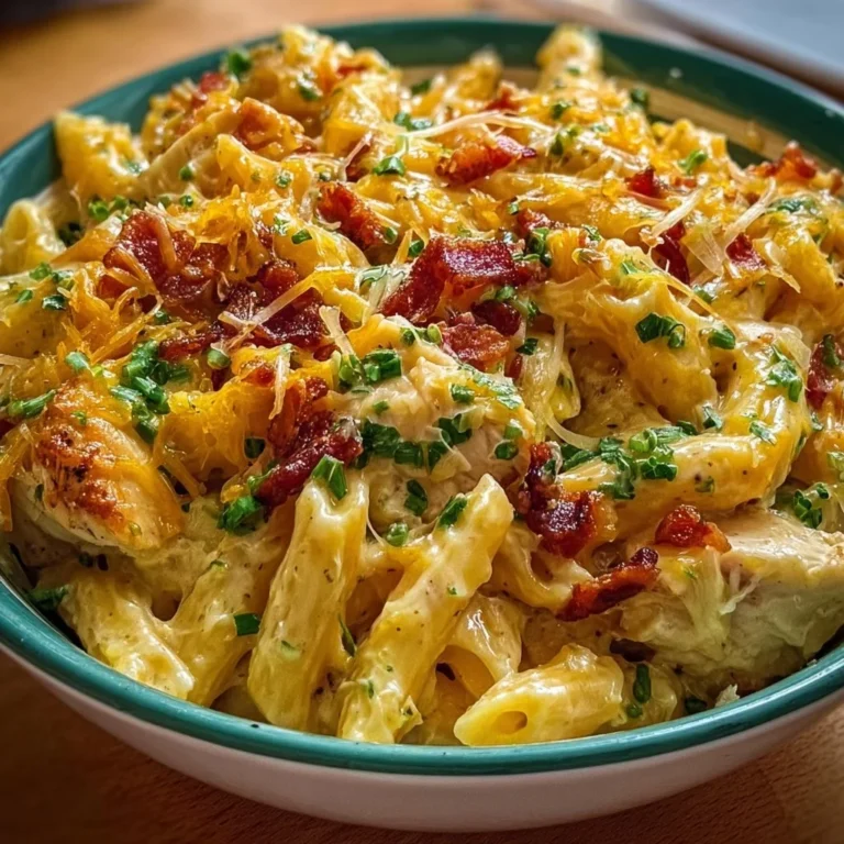 Delicious plate of comforting Crack Chicken Pasta with creamy sauce and herbs